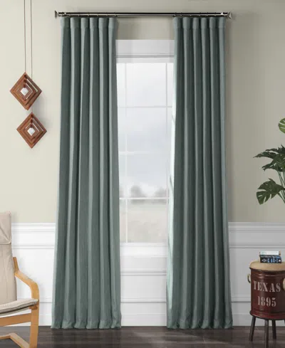 Half Price Drapes Nomad Tan Textured Faux Linen Room Darkening Curtain In Teal