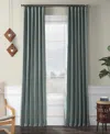 Half Price Drapes Nomad Tan Textured Faux Linen Room Darkening Curtain In Teal