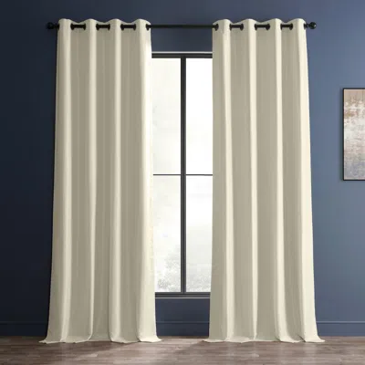Half Price Drapes Off White Grommet Vintage Textured Faux Dupioni Silk Blackout Curtain