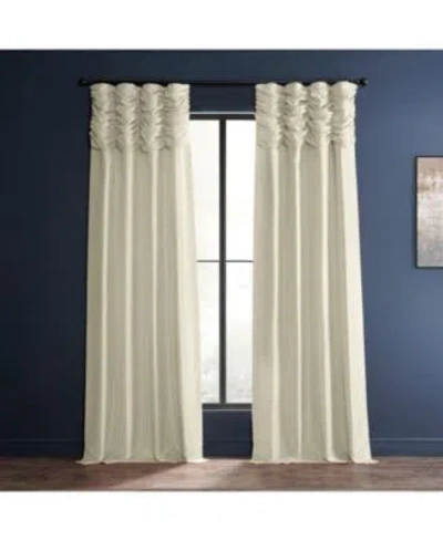 HALF PRICE DRAPES OFF WHITE RUCHED VINTAGE TEXTURED FAUX DUPIONI SILK CURTAIN