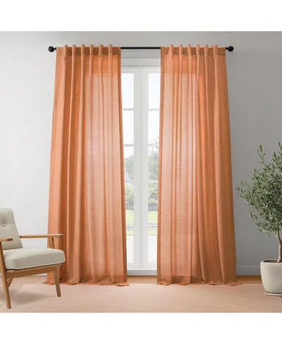 Half Price Drapes Orange Rustic Linen Weave Curtain
