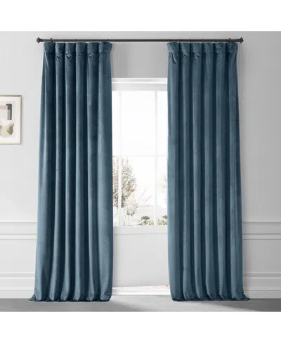HALF PRICE DRAPES OXFORD BLUE SIGNATURE PLUSH VELVET HOTEL BLACKOUT CURTAIN