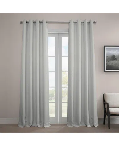 Half Price Drapes Oyster Grommet Textured Faux Linen Room Darkening Curtain In Grey