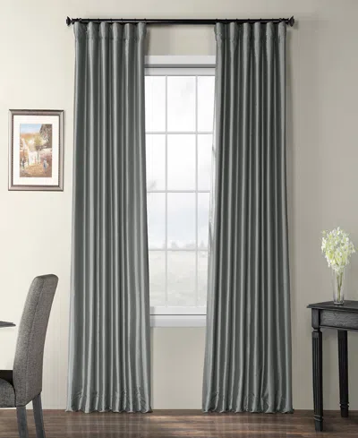 Half Price Drapes Platinum Faux Silk Taffeta Blackout Curtain In Silver