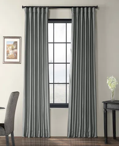 Half Price Drapes Platinum Solid Faux Silk Taffeta Room Darkening Curtain In Grey