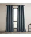 Half Price Drapes Reverie Blue Grommet Textured Faux Linen Room Darkening Curtain In Blue