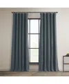Half Price Drapes Reverie Blue Textured Faux Linen Room Darkening Curtain In Blue