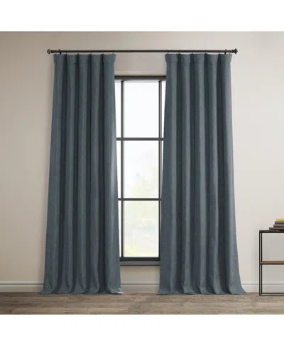 HALF PRICE DRAPES REVERIE BLUE TEXTURED FAUX LINEN ROOM DARKENING CURTAIN