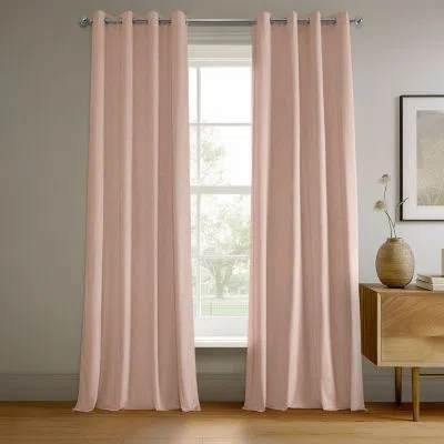 Half Price Drapes Rosey Dawn Grommet Signature Velvet Blackout Curtain In Pink