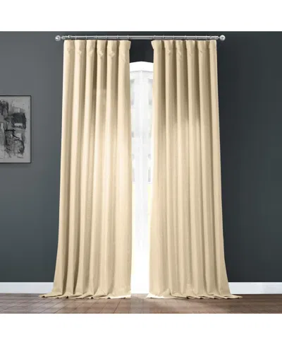 Half Price Drapes Sepia Tan Italian Faux Linen Room Darkening Curtain In Beige,tan