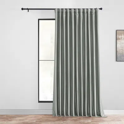 Half Price Drapes Silver Extra Wide Vintage Textured Faux Dupioni Silk Blackout Curtain In Gray