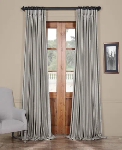 Half Price Drapes Silver Extra Wide Vintage Textured Faux Dupioni Silk Blackout Curtain