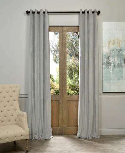 HALF PRICE DRAPES SILVER GREY GROMMET SIGNATURE VELVET BLACKOUT CURTAIN