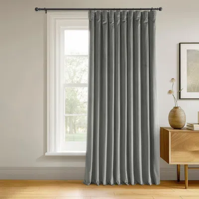 Half Price Drapes Silver Grey Signature Extra Wide Velvet Blackout Curtain In Gray
