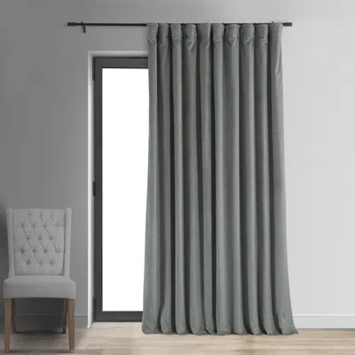 Half Price Drapes Silver Grey Signature Extra Wide Velvet Blackout Curtain In Gray
