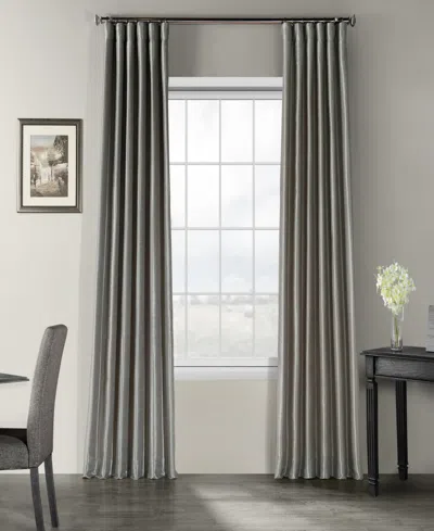 Half Price Drapes Silver Vintage Textured Faux Dupioni Silk Curtain In Grey
