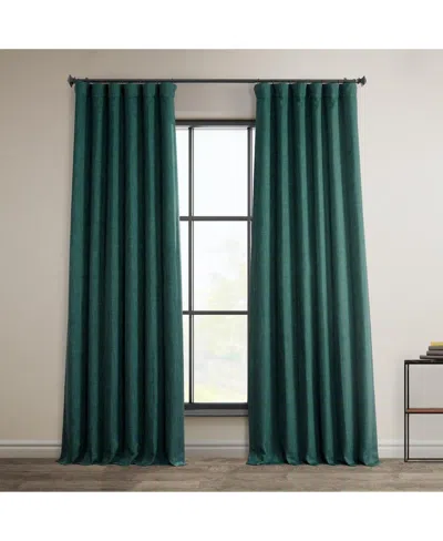 Half Price Drapes Slate Teal Green Textured Faux Linen Room Darkening Curtain In Blue