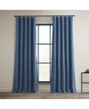 Half Price Drapes Slate Teal Green Textured Faux Linen Room Darkening Curtain In Blue