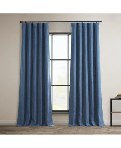 Half Price Drapes Slate Teal Green Textured Faux Linen Room Darkening Curtain In Blue