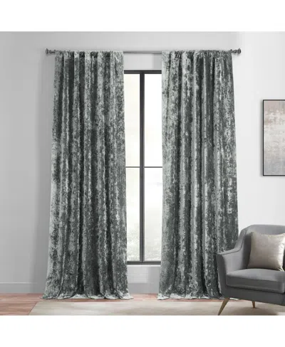 Half Price Drapes Stone Grey Lush Crush Velvet Room Darkening Curtain In Gray