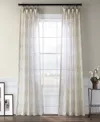 Half Price Drapes Suez Natural Embroidered Striped Patterned Faux Linen Sheer Curtain In Cream