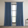 Half Price Drapes Textured Faux Linen Room Darkening Curtain In Blue