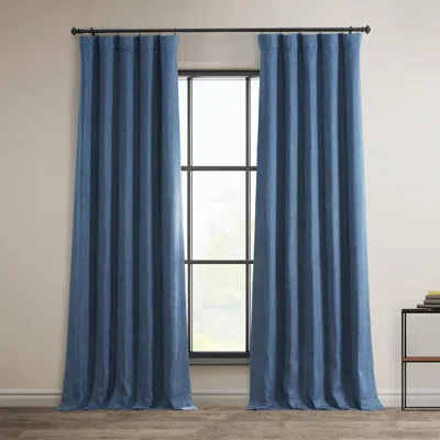 Half Price Drapes Textured Faux Linen Room Darkening Curtain In Blue