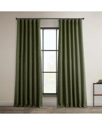 Half Price Drapes Textured Faux Linen Room Darkening Curtain In Green