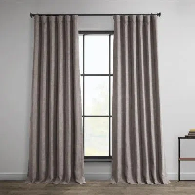 Half Price Drapes Textured Faux Linen Room Darkening Curtain In Purple