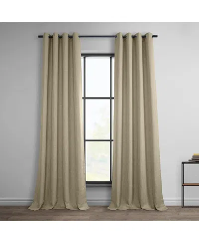 Half Price Drapes Thatched Tan Grommet Textured Faux Linen Room Darkening Curtain In Beige,tan