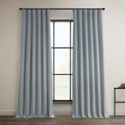 Half Price Drapes Tuscany Green Textured Faux Linen Room Darkening Curtain In White
