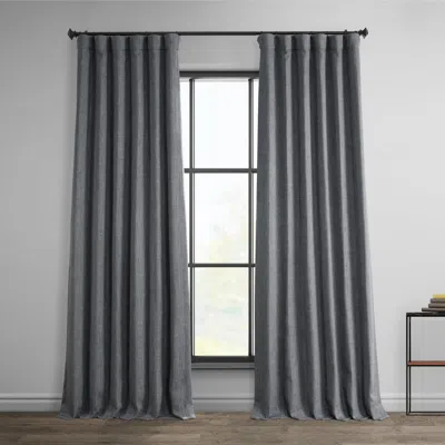 Half Price Drapes Tuscany Green Textured Faux Linen Room Darkening Curtain In Gray