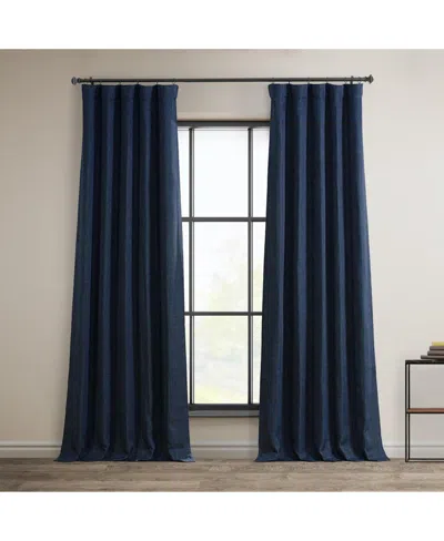 Half Price Drapes Tuscany Green Textured Faux Linen Room Darkening Curtain In Blue
