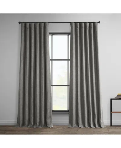 Half Price Drapes Tuscany Green Textured Faux Linen Room Darkening Curtain In Gray