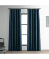 Half Price Drapes Voyager Blue Faux Linen Hotel Blackout Curtain In Blue