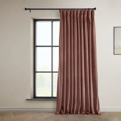 Half Price Drapes Wild Rose Extra Wide Heritage Plush Velvet Room Darkening Curtain In Pink