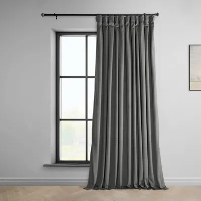 Half Price Drapes Wild Rose Extra Wide Heritage Plush Velvet Room Darkening Curtain In Gray