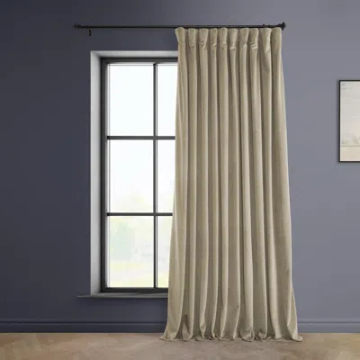 Half Price Drapes Wild Rose Extra Wide Heritage Plush Velvet Room Darkening Curtain In Sand
