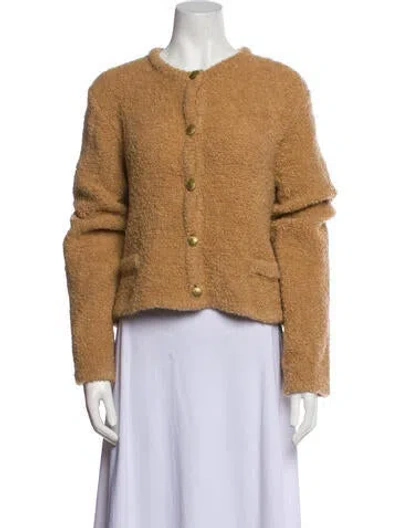 Pre-owned Halfboy Alpaca Tweed Pattern Fur Jacket In Neutral
