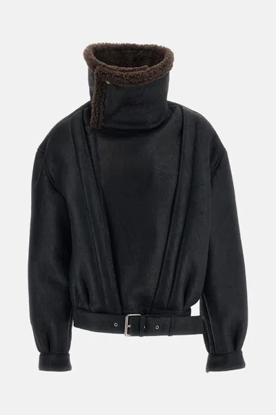 Halfboy Aviator Shearling Jacket In Black