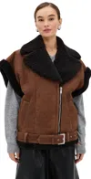Halfboy Aviator Shearling Vest Cookie In Brown