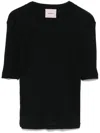 Halfboy Crew Neck Ribbed Knit Baby T-shirt In Black