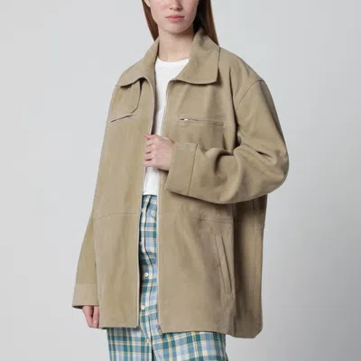 Halfboy Beige Suede Leather Parka
