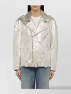 Halfboy Silver Leather Jacket In Metallic