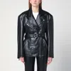 Halfboy Black Belted Leather Jacket In Black