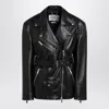 Halfboy Black Belted Leather Jacket In Black