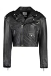 Halfboy Black Leather Biker Jacket For Women In Black
