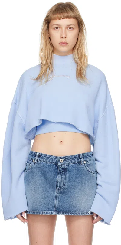 Halfboy Blue Cropped Sweatshirt In Baby Blue (05)