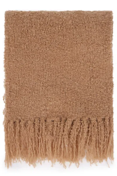 Halfboy Boucle Scarf With Fringes In Brown