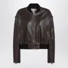 Halfboy Brown Vintage-effect Leather Bomber Jacket